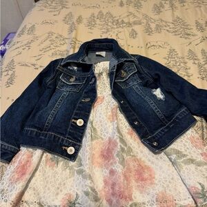 Kids Blue Denim Jacket with Floral Dress